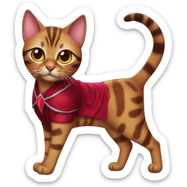 Bengal cat dressed like the scarlet witch sticker