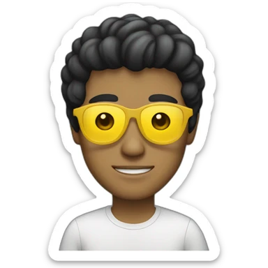 Guy with yellow tinted glasses and combed black hair  sticker