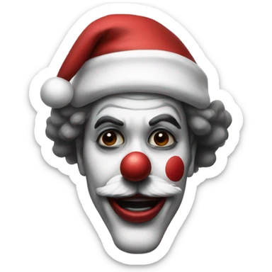 art the clown (terrifier iii in a santa hat with black and white face) sticker