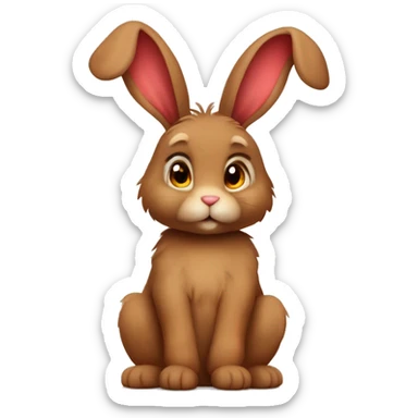 Cute feminine Fluffy brown rabbit teddy wearing red tshirt sitting long floppy ears sticker