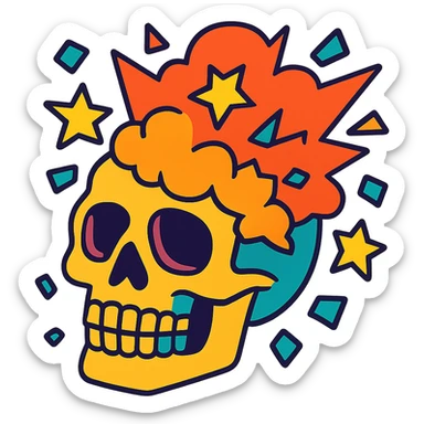 exploding skull sticker