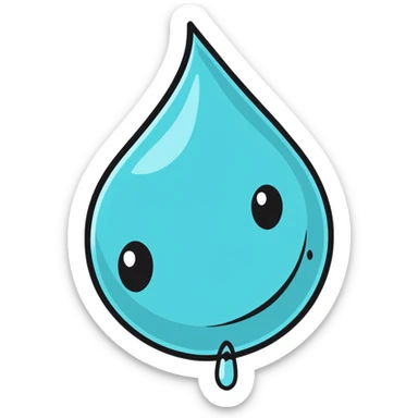 cartoon sticker of a water droplet with tears sticker