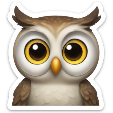 cute owl with huge eyes  sticker