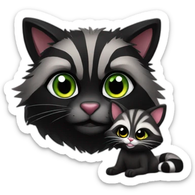 Racoon love a black cat sticker