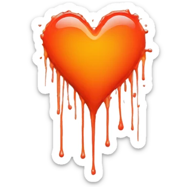 splattered paint heart glowing red-orange warmth sticker