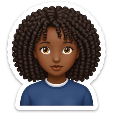 Una chica morena de cabello rizado no esponjado y color negro sticker