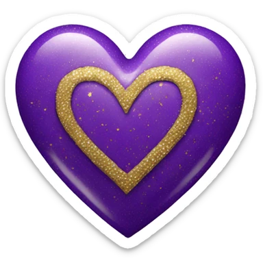 purple heart with gold sparkles sticker