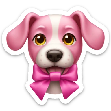 pink dog with ribbon sticker