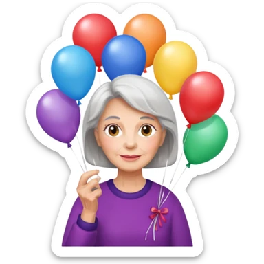 balloons holder older woman sticker