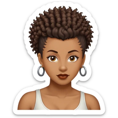 black curly mohawk hair woman sticker