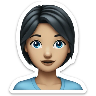 Pretty girl with black hair and blue eyes sticker