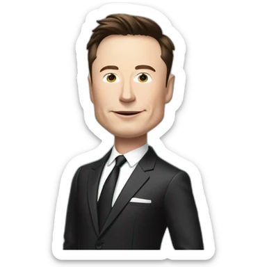 elon musk with a suit standing near tesla model x sticker