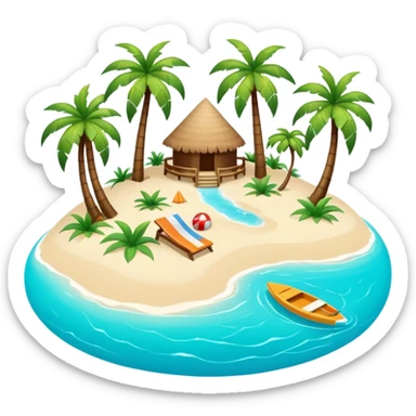 modern attractive island  with a beach and infrastructure  sticker