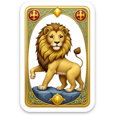 Tarot Card with a lion on it  sticker