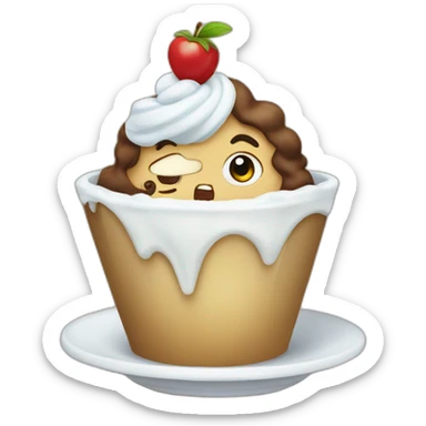 a big lady without tooth is eating a cupcate sticker