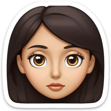 woman face with big eyes, medium skin tone, and dark hair sticker