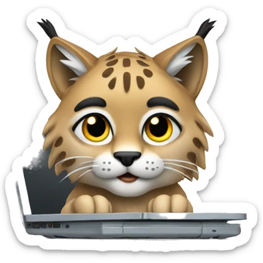 A lynx with a laptop sticker
