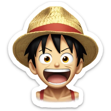 monkey d. luffy with a comically over exaggerated shocked expression sticker