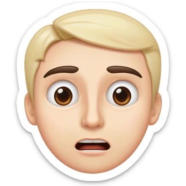 Eyebrows raised unevenly, mouth slightly open, the face of someone processing too much information at once. sticker