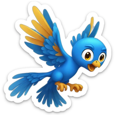 Blue Phoenix in an excited cartoon shape  sticker