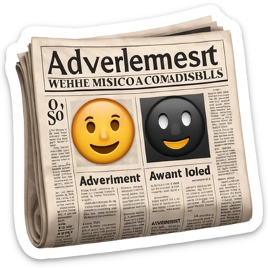 NEWSPAPER WITH BOLD LETTER PRINTED AS "advertisement "  sticker