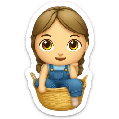 Fille assise sur un tas de paille sticker