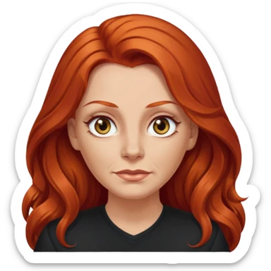 Heavy set mid 50's long red hair women hazel eyes sticker