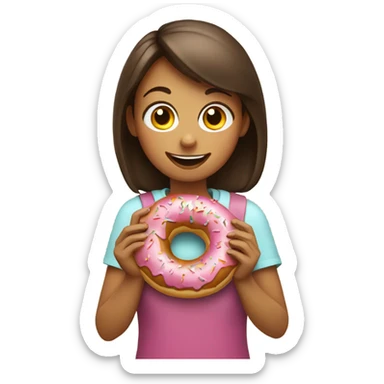 Girl eating a doughnut sticker
