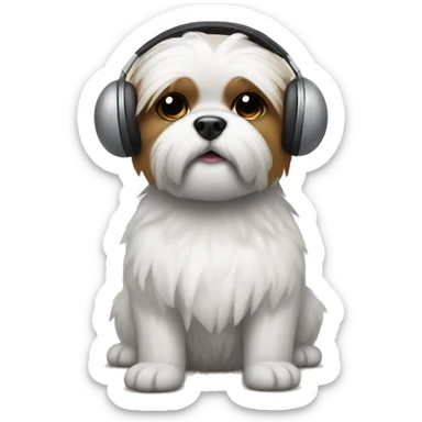 Shitzu with earmuffs on  sticker