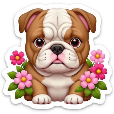Bulldog with flowers  sticker