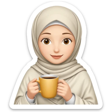 Beyaz kedi hijap bayan elinde kahve ve battaniyesi sticker