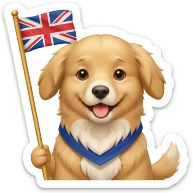 a cute golden hold the flag sticker