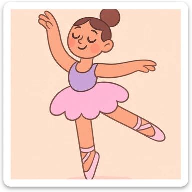 ballerina, 2D cartoon style, pastel toon sticker