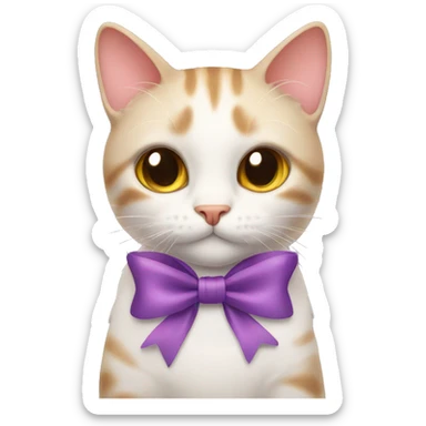 Cat with bow ribbon sticker