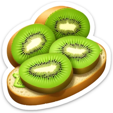 Kiwi sandwich with sliced kiwi fruit between bread slices sticker