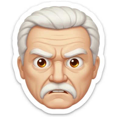 Angry older white male Italian angel cartoon face sticker