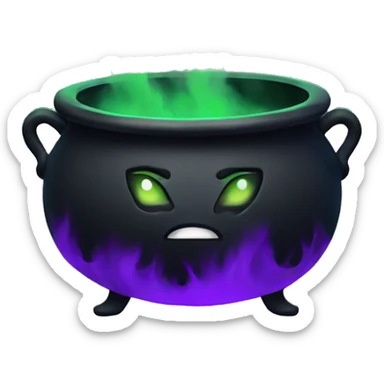 Black cauldron with purple and green smoke sticker