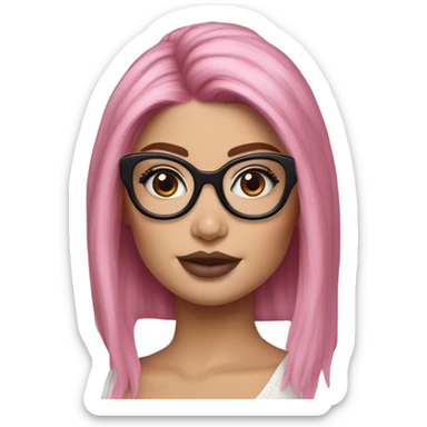 Hyper Realistic kylie jenner stylish pink hair blue eyes and glasses  sticker