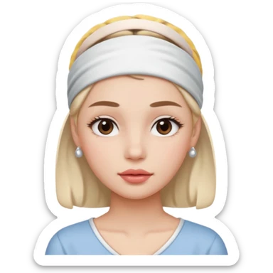 Clean Girl with a white headband, glossy lips, natural brows, subtle blush sticker