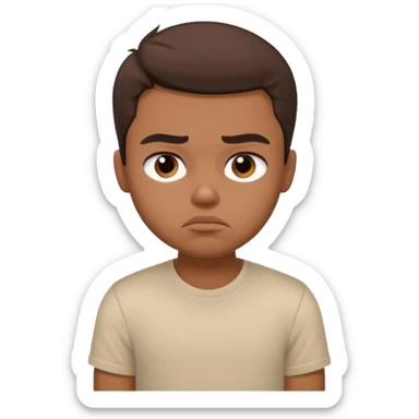 a pretty bratz dusky guy with half sleeved beige tshirt looking sleepy and bored sticker