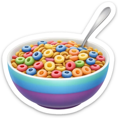 a bowl of colorful cereal, no spoon, simple, clear sticker