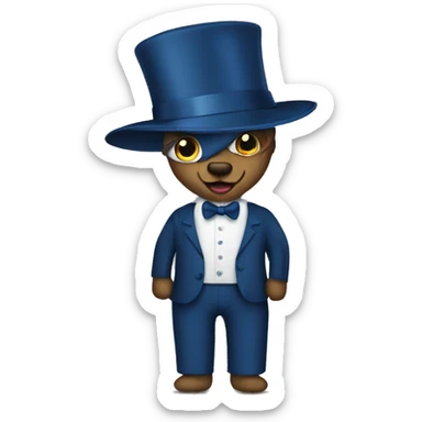 Cane blu vestito elegante che beve un bicchiere di vino  sticker