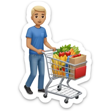 man-with-a-shopping-cart-full-body sticker