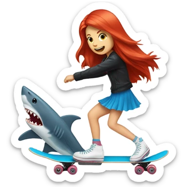 red hair girl blonde girl brunette girl riding a skating shark sticker