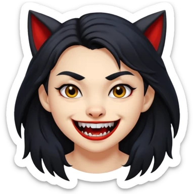 Werewolf black hair girl with a smile sticker