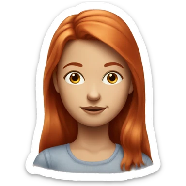 realistic portrait of red-haired girl with a smirk on her face  sticker