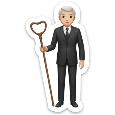 Give me a suit with pants and a wooden old age stick  sticker