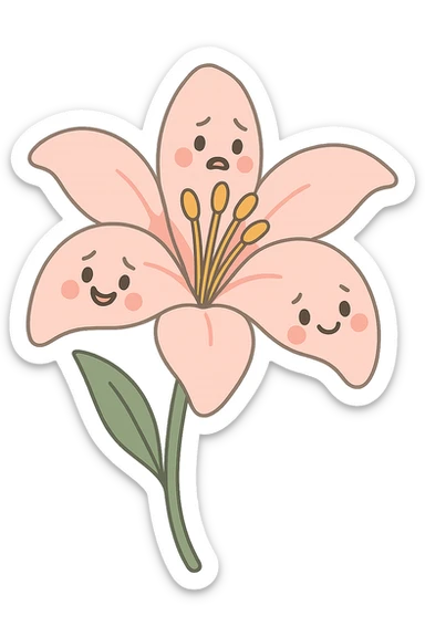 a single light pink lily flower, soft pastel tones, minimal style, transparent background sticker