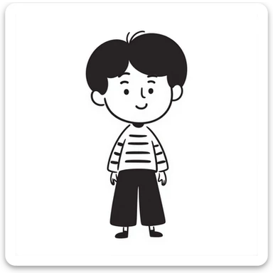 playful cartoon character, hand-drawn doodle style, simple lines, friendly expression sticker