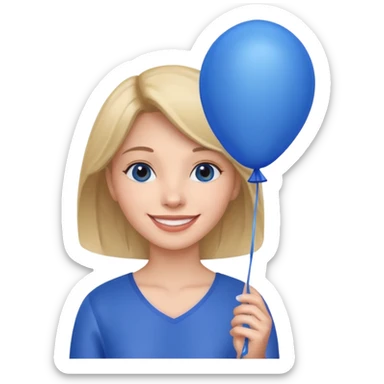 Woman with blue balloon sticker